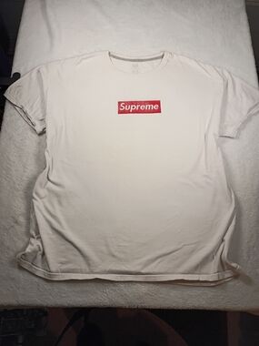 Supreme Box Logo Style T-Shirt Men’s XL White Graphic Tee Paint Splatter